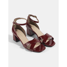 Lemon & Pepper Maroon Block Heel Ankel Strap Sandals