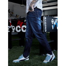 Campus Sutra Mens Dark Blue Straight Denim Jeans