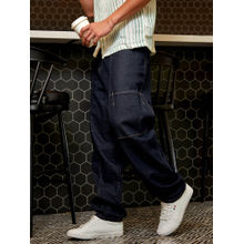 Campus Sutra Mens Navy Blue Baggy Cargo Denim Jeans