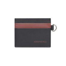 Aeropostale Men Leather Card Holder - Black Tan
