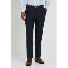 Allen Solly Men Navy Blue Regular Fit Check Formal Trouser