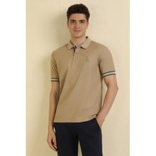 Allen Solly Men Khaki Polo Neck T-shirt