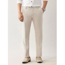 Arrow Cream Solid Regular Fit Trouser