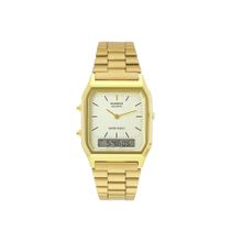 Casio Unisex Vintage Cream Dial Analog & Digital Stainless Steel Watch - AQ-230GA-9DMQD