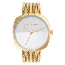 Giordano Men White Dial Metal Gold Strap Analog Watch-GZ-60076-44