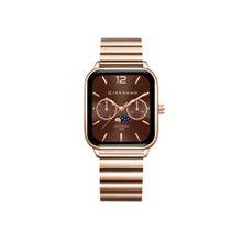 Giordano Men Moon Phase Display and Stainless Steel Strap Classic Square Analog Watch - Gz-50117 (M)