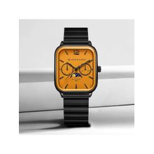 Giordano Men Moon Phase Display and Stainless Steel Strap Classic Square Analog Watch - Gz-50117 (M)