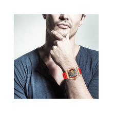 Giordano Men Red Open Skeleton Dial Automatic Wrist Watch