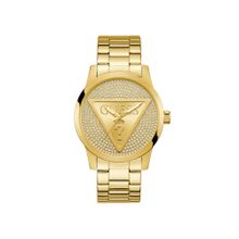 Guess Badge Gold Round Dial Analog Men Watch - Gw0915G1 (M)