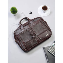 Teakwood Unisex Brown Solid Genuine Leather Laptop Bag