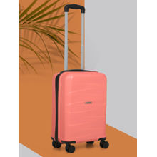 Teakwood Unisex Peach Solid Hard Sided Cabin Trolley Bag (S)