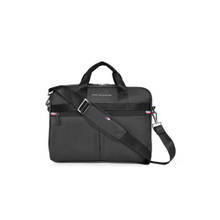 Tommy Hilfiger Hobart Black Polyester Messenger Bag with Detachable Strap