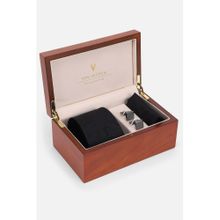 Van Heusen Men Black Tie Pocket Square & Cufflinks