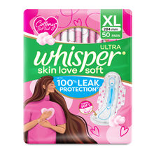 Whisper Ultra Skinlove Soft Sanitary Pads For Women,50 Thin Pads-Xl,Our #1 Softness,Irritation Free