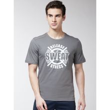 Alcis Men Grey Printed Round Neck T Shirt