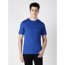 Alcis Men Blue Solid Round Neck T Shirt