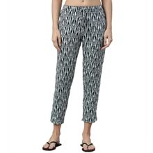 Enamor Essentials Womens E048-mid Rise 7-8th Relaxed Fit Lounge Pants-geo Ikat Aop Ice Blue Blue
