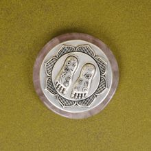 SABERA Silver Lakshmi Charan on Lotus - Pair on Elegant rosequartz