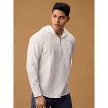 KINGDOM OF WHITE Cocoon Full Sleeves Half Zip Placket With Hoodie