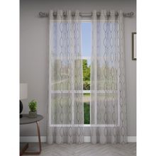 GM Polyester Eyelet Door Sheer Curtains Embroidered - Pack of 2 (4.3 x 7 Feet, Grey )