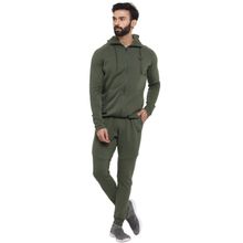INVINCIBLE Olive Green Men Athleisure Tech Fleece Premium Tracksuit (Set of 2)