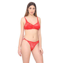 N-Gal Women'S Sheer Lace See Through Lingerie Underwear Lace Bra G-String Panty Set - Red