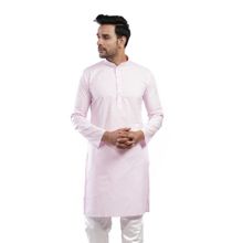 Lightpole Men Solid Pink Cotton Kurta