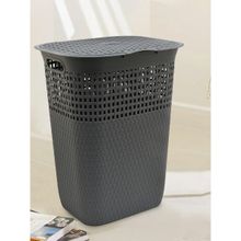 At Home by Nilkamal Rectangular 55 L Polypropylene Laundry Basket with Lid - Grey
