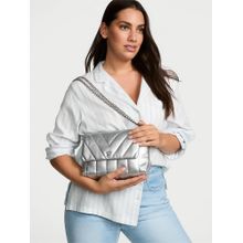 Victoria's Secret Silver Pu Women Crossbody Bag