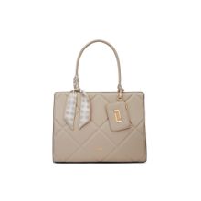 Lavie Luxe Beige Synthetic Leather Women Satchel Bag