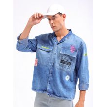 The Indian Garage Co Men's Regular Fit Solid Street Wear Denim Shirt