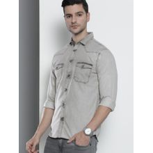 The Indian Garage Co Men's Slim Fit Solid Street Wear Denim Shirt