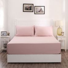 Maspar Colorart Slumber Solid 200tc Cotton Pink King Bed Sheet With 2 Pillow Covers