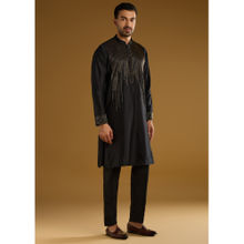 KALKI FASHION Black Banarasi Silk Kurta with Pant