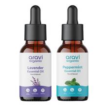 Aravi Organic Lavender & Peppermint Essential Oil Combo for Aromatherapy, Hair & Skin Care