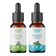 Aravi Organic Tea Tree And Peppermint Essential Oil Combo