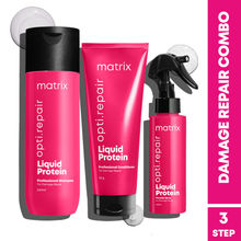 Matrix Opti.Repair 3-Step Liquid Protein System, Shampoo, Conditioner & Spray, Repairs Damage From 1st Use