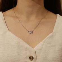Pipa Bella by Nykaa Fashion Silver Crystal Studded W Initial Pendant and Chain