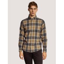 Bruun & Stengade Men Brown Checks Button Down Collar Full Sleeves Shirt