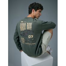 Technosport Olive Polyester Crew Neck Full Sleeves Sweatshirt