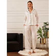 Chelvet White Satin Shirt With Pyjama