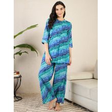 July Nightwear Blue Cotton Top With Pyjama