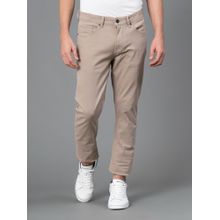 Red Tape Mens Beige Solid Washed Cotton Spandex Skinny Jeans