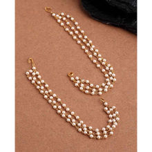 NVR Pearl Studded Classic Gold-Plated 3 Layered Ear Chain
