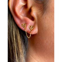AMOSSH 18K Gold Plated Heart String Drop Earrings
