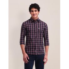 U.S. POLO ASSN. Checks Navy Blue Full Sleeves Collar Neck Shirt