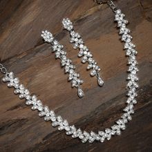 Zaveri Pearls Silver Tone Austrian Diamonds Contemporary Necklace & Earring Set - ZPFK8939
