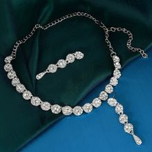 Zaveri Pearls Silver Tone Austrian Diamonds Contemporary Floral Necklace & Earring Set - ZPFK8940