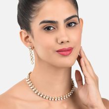 Zaveri Pearls Gold Tone Contemporary Pearls Choker Necklace & Earring Set - ZPFK9439