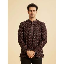 Manyavar Elegant Black Viscose Short Kurta